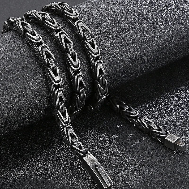 50-65CM 25.5" 6MM Chain Necklace Choker for Men Luxury Gold Color Stainless Steel Men's Necklaces Best Friends Birthday
