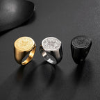 Valily Seal of The Seven Archangels Rings Stainless Steel Silver--Color Saint Michael Ring Jewelry Engraving for Man