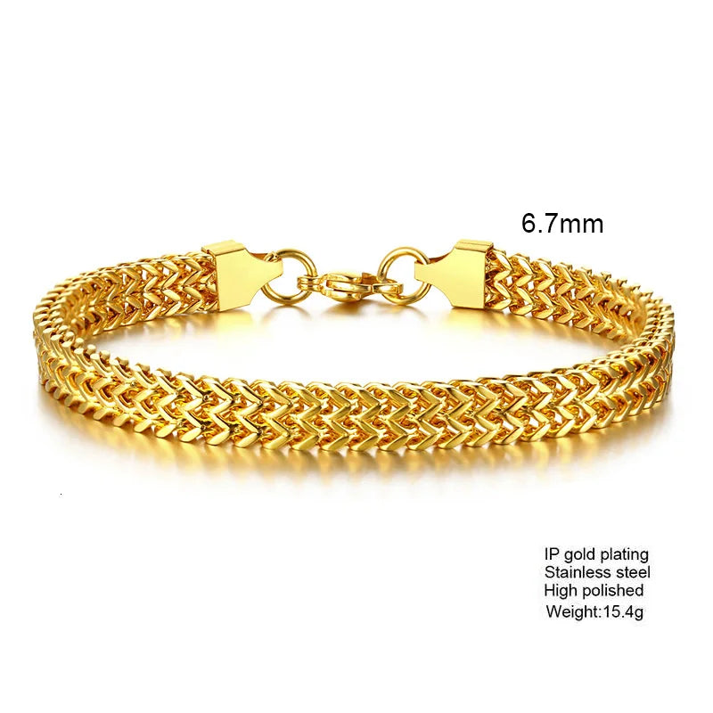 Stylish Stainless Steel Bali Foxtail Chain Bracelet for Men,Double Franco Link Chain Bracelets,Male Jewelry Gift for