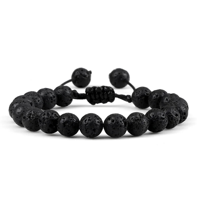 Beads Bracelet Adjustable 8mm Black Onyx Lava Tiger Eye Natural Stone Men Bracelets Healing Yoga Jewelry Gift for Women