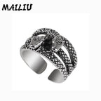 Rattlesnake Ring Vintage Silver Plated Snake Ring Motorcycle Party Punk Domineering Ring Women Men Ring Cool Hip Hop