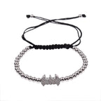 2020 Classic Luxury CZ Black Zircon Long Tubes&4MM Copper Beads Macrame Men Bracelets&Bangles For Women Jewelry Bileklik
