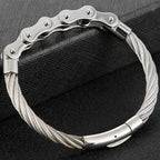 Black Stainless Steel Men's Bracelet Gold Color Handmade Braided Bicycle Motorcycle Chain Bracelets For Men Male Hand
