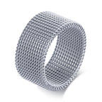 Mesh Flat Chain Band Ring — Stainless Steel
