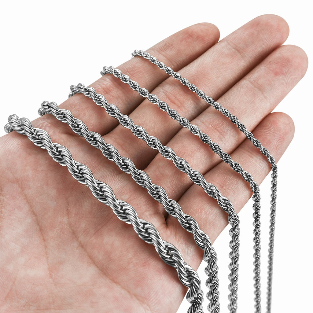 Twisted Rope Chain Necklace — Stainless Steel 6mm