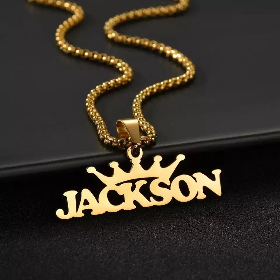 Customized Names Pendant Necklace Stainless Steel Personalized Jewelry Cuban Thick Chain for Men Women Detachable Necklace Gift