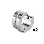 Western Hot Sale Creative Cross Rhinestone Stainless Steel Earrings For Men Women