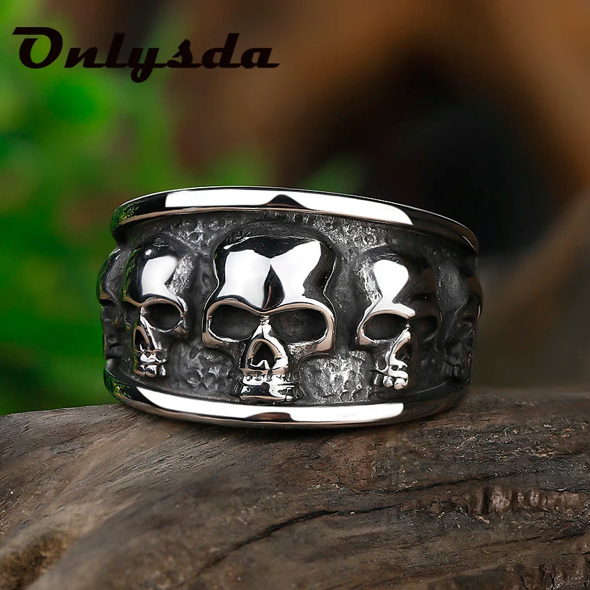 Free shipping Style Stainless Steel Gothic Accessories Lost Skull Ring Anel Masculino Punk Jewelry Boyfriend Gift OSR731