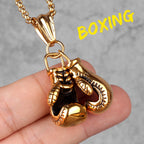 Fitness Gym Bodybuilding Boxing Gloves Stainless Steel Men Necklaces Pendants Chain for Boyfriend Male Jewelry Gift
