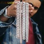 New 19mm Fashion CZ Miami Cuban Chain Heavy Necklace Two Tone Color Iced Out Bling Cubic Zirconia Necklaces Men Hip Hop
