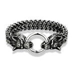Norse Wolf Head Link Bracelet — Stainless Steel