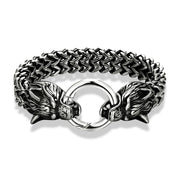 Norse Wolf Head Link Bracelet — Stainless Steel