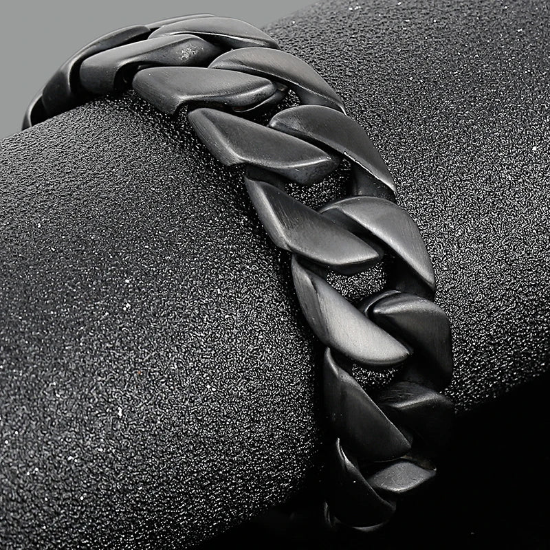 Masculine Brushed Black Stainless Steel Bracelet for Man Men's Bracelets Nickel-Free Hypoallergenic Jewelry Gifts for