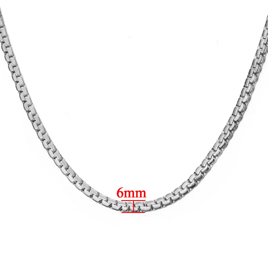Mens Chain 6MM Long Necklace for Men 20" 23" 26" Gold Color Stainless Steel Flat Snake Chain Necklaces Men Chain