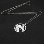 Skyrim Chinese Dragon Round Pendant Necklace 316L Stainless Steel Gold Color Statement Chain Necklaces Jewelry for Men