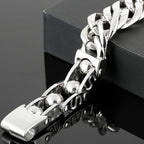 Massive Man Bracelet On Hand Wrist Accessories Polished Stainless Steel Iron Jewelry Bracelets Male Engravable Mannen