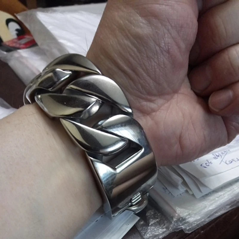 Heavy Metal Powerful 31MM Wide Thick Curb Chain Man Bracelet Men Massive Stainless Steel Men's On Hand Jewelry