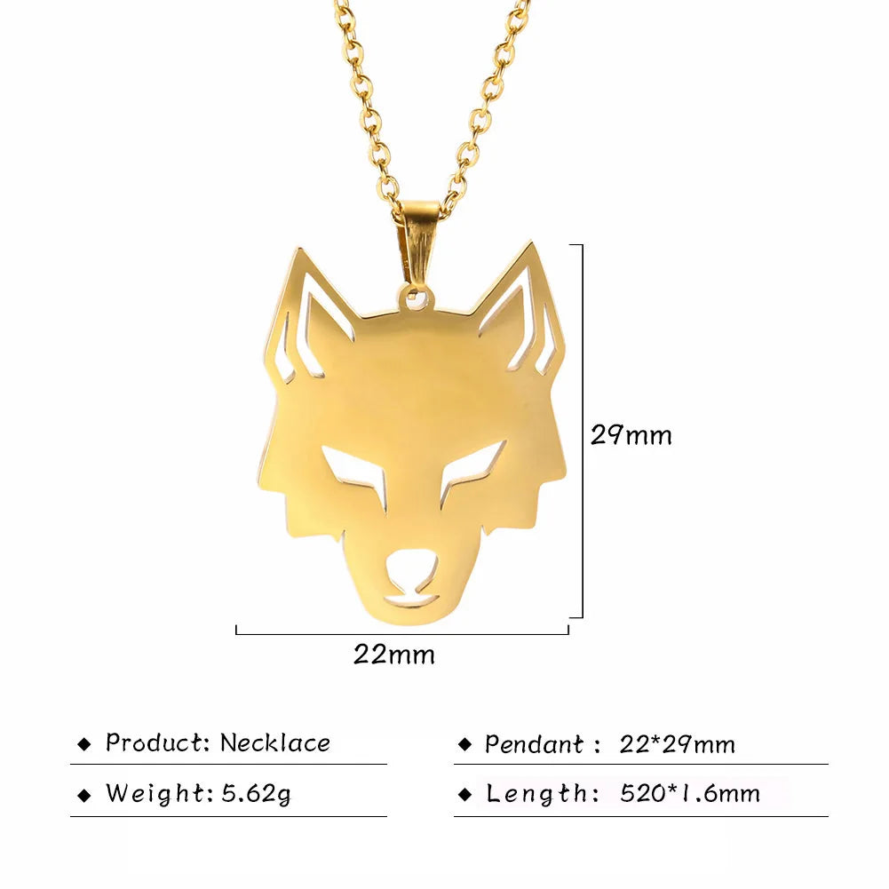 My shape Wolf Necklace for Men Women Stainless Steel Necklaces Men's chain Fashion Animal Male Necklace Punk Jewelry