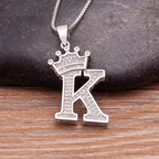 Nidin Luxury A-Z Crown Alphabet Pendant Chain Necklace Punk Style Lucky Initial Name Jewelry Fine Party Wedding