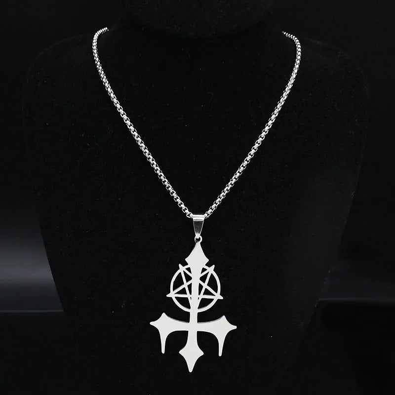 Pentagram Satan Fork Pendant — Silver