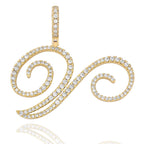 TOPGRILLZ New A-Z Cursive Letters Name Pendant&Necklace Iced Out Cubic Zircon Gold Silver Color Charm  Hip Hop Jewelry