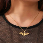 Flying Bat Cutout Pendant Necklace — Stainless Steel