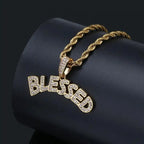 Hip Hop Rock Rapper Blessing Alphabet Pendant Necklace for Personality Men Fashion Street Trend Jewelry Accessories Gift