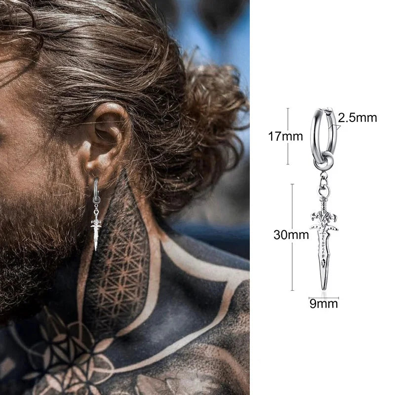 Silver Paperclip Hoop Earrings — Stainless Steel