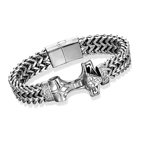 New Men's Vintage Viking Bracelet Women's Amulet Thor Viking Rune Craft Charm Stainless Steel Bracelet Luxury Jewelry