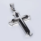 Dropshipping Cross Pendant Necklaces For Men Black Gold Color Silver Color Stainless Steel Charm Chain Male Hip Hop Jewelry KP52