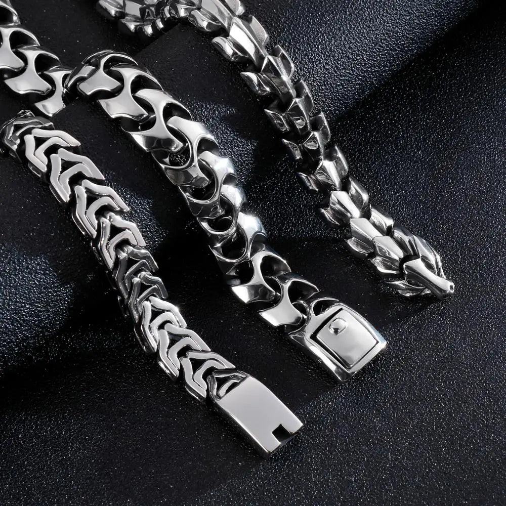 Punk Rock Viking Cuban Curb Bracelet Wrist Men Retro Hiphop Stainless Steel Charm Chain Male Dragon Bracelets Bangle