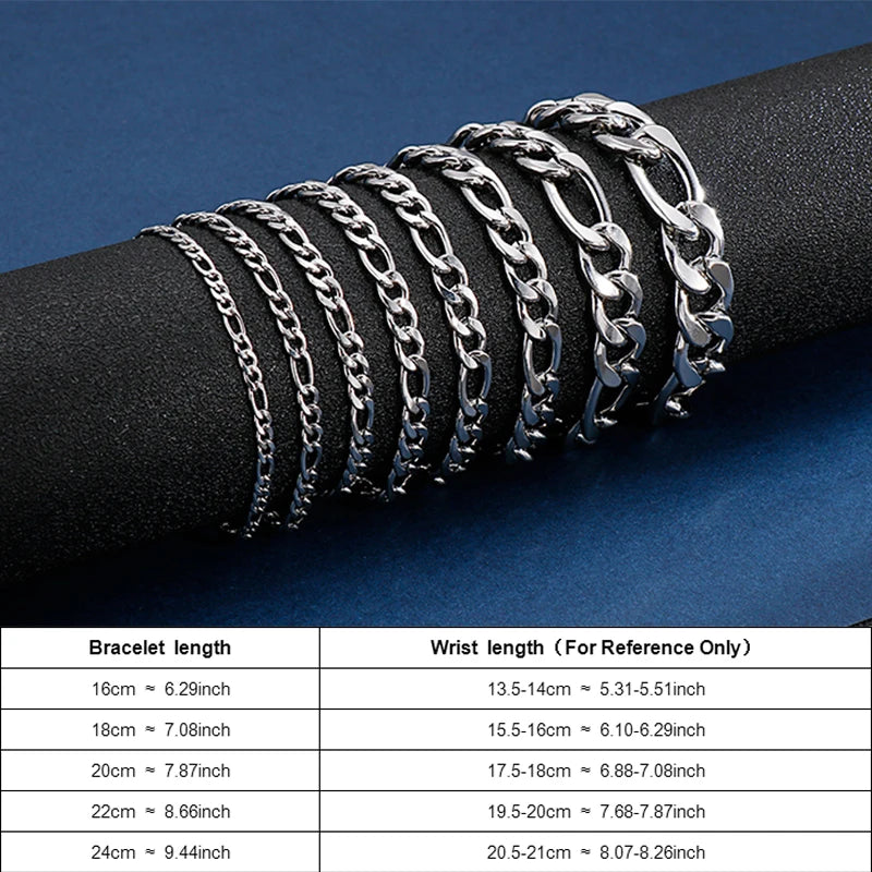 Figaro Chain Bracelet 3-11mm — Stainless Steel