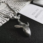 Charm Blue Whale Jumping Pendant Necklace Fashionable Men And Women Simple Necklace Sweater Chain Accessories Jewelry