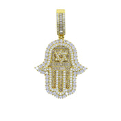 Iced Out Gold Hamsa Hand Pendant — CZ Box Chain
