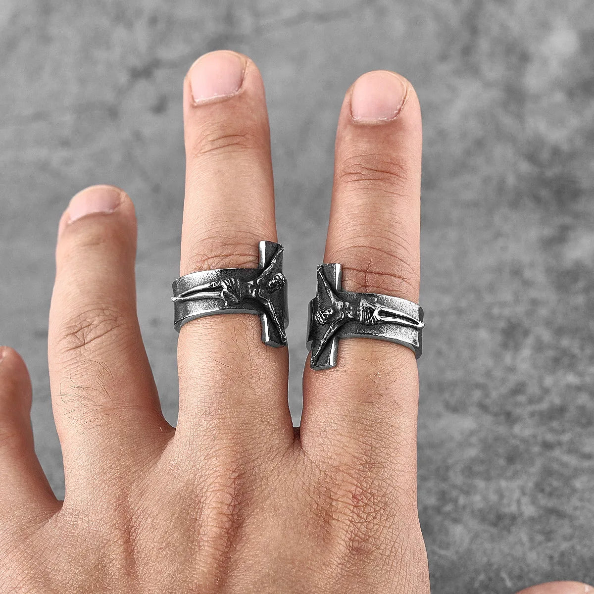 Jesus Cross Ring Good Friday Amulet for Men — Stainless Steel