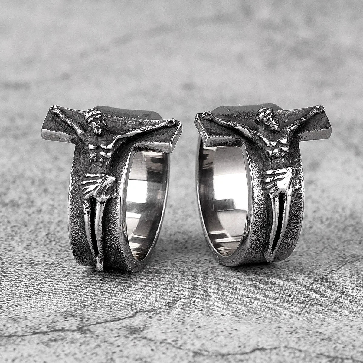 Jesus Cross Ring Good Friday Amulet for Men — Stainless Steel