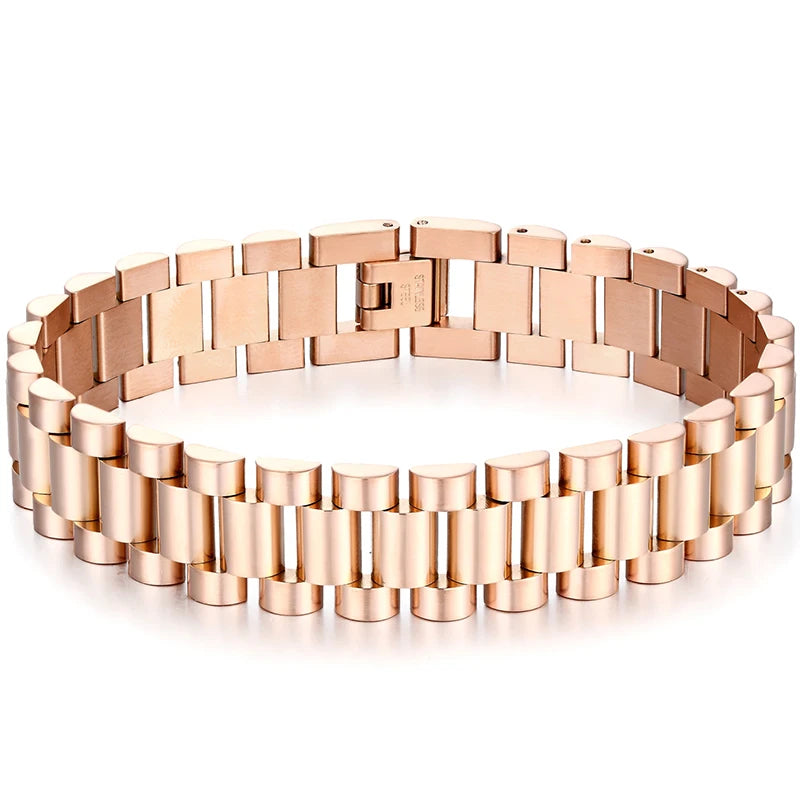 316L Stainless Steel Bracelet For Man Women 15MM Wide Link Watch Chain Men's Bracelets Necklaces Mannen Armband Hand