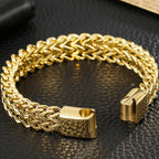 Mens 12MM Width Double Row Chain Wrist Bracelets 6 Color Stainless Steel Bracelet for Man Handles With Magnet Clasp