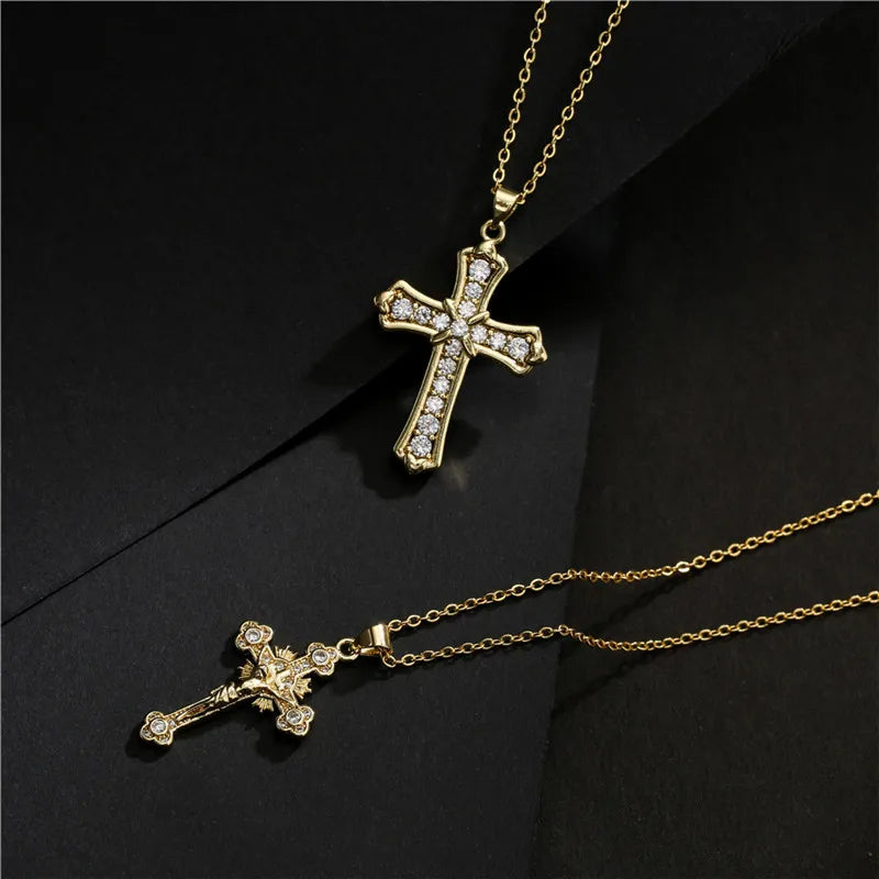 Cross Pendant Necklace — Gold-Tone