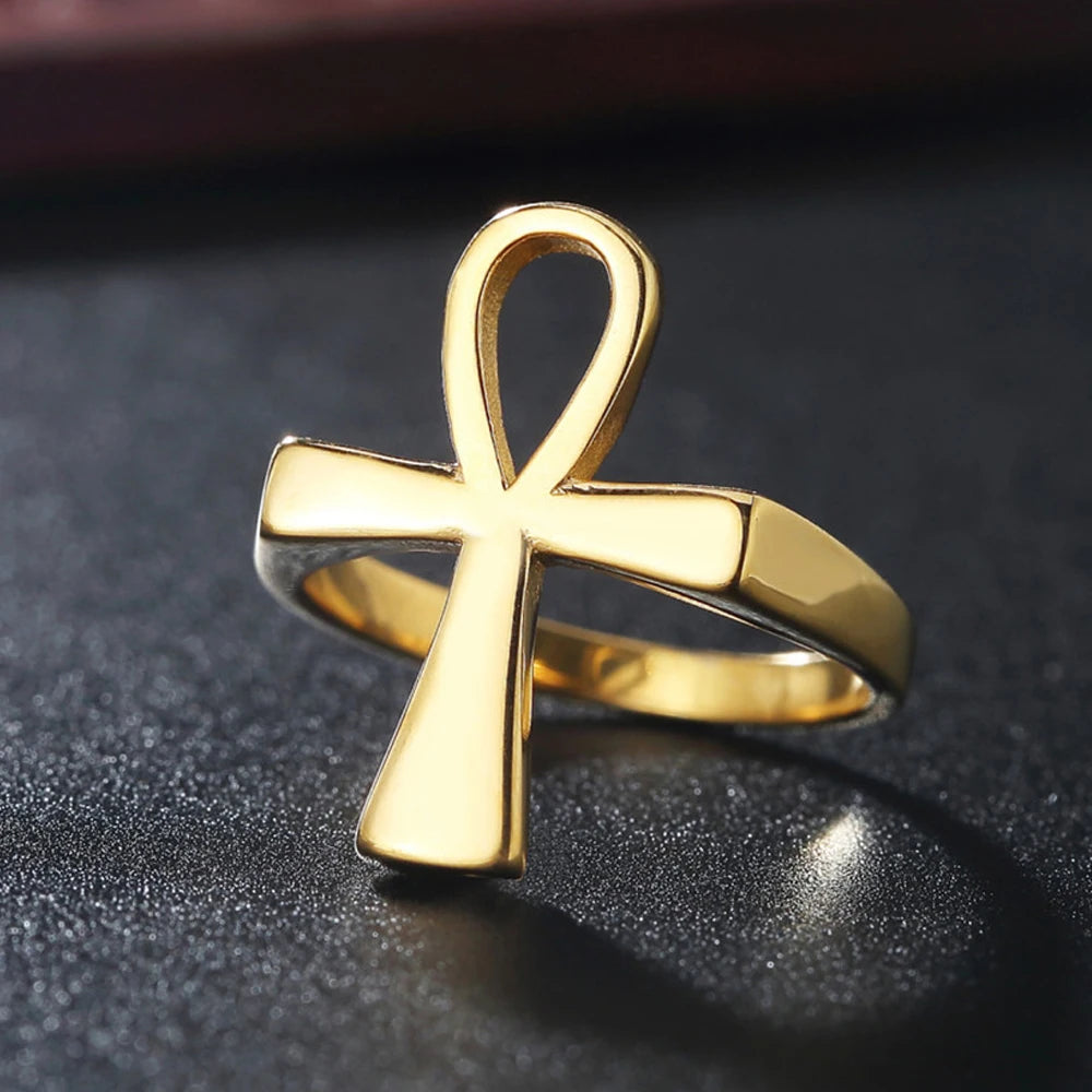 Anubis Cross Ring for Men — Pharaoh Guardian, Stainless Steel