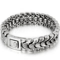 Men's Stainless Steel 16MM Keel Chain Bracelet For Man 8.46 Inches Vintage Old Silver Color Metal Jewellery Items