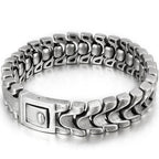 Men's Stainless Steel 16MM Keel Chain Bracelet For Man 8.46 Inches Vintage Old Silver Color Metal Jewellery Items