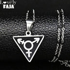 Steel Pendant Dark Enamel Transgender Symbol Triangle