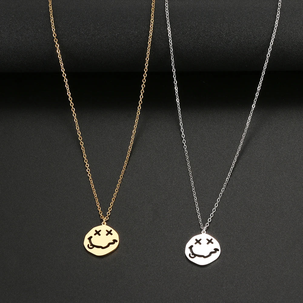 Face Pendant Necklace — Stainless Steel