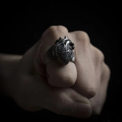 Stainless Steel Unique New Vintage Heart Ring Biker Punk Rock Gothic Punk Santa Muerte Jewelry Ring Party Wholesale