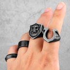 Simple Punk Retro Black Stainless Steel Mens Rings for Women Couple Lover Boy Girlfriend Biker Jewelry Creativity Gift