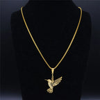 Hummingbird Gold Pendant Necklace — Stainless Steel