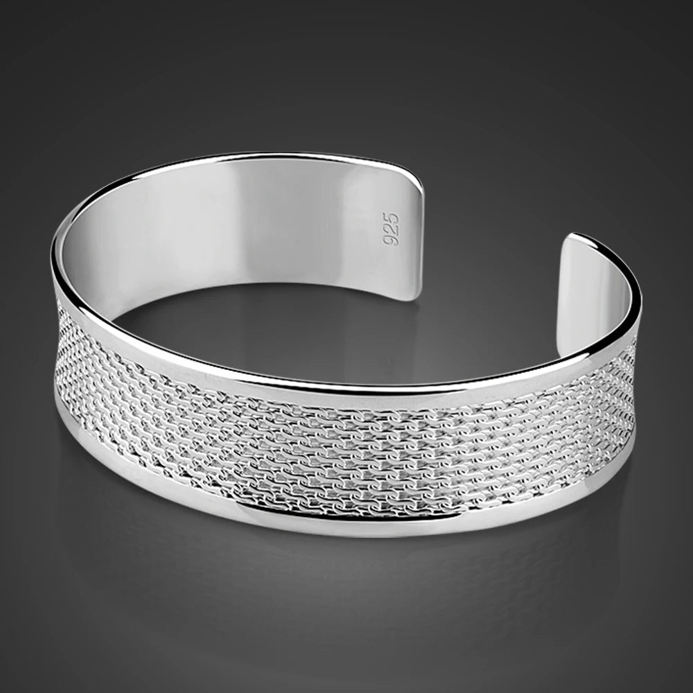 Vintage Wide Open Cuff Bangle Bracelet for Women — Silver-Tone