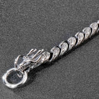 Vintage Chain Link Man Bracelet With Double Dragon Heads Solid Stainless Steel Friendship Men's Bracelets Old Metal