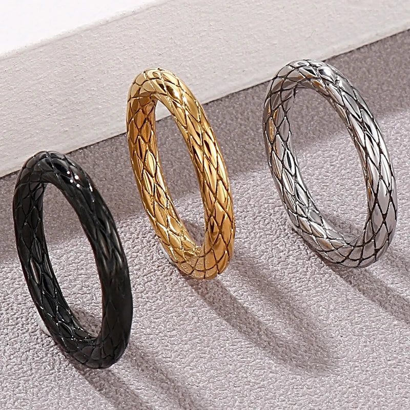 Vintage Stainless Steel Ring For Men Women Men's Finger Rings Gold Color Engraveable Wedding Band Man Titanium Rocker